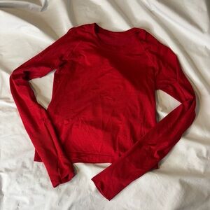 Lululemon Red Swiftly Cropped Long Sleeve